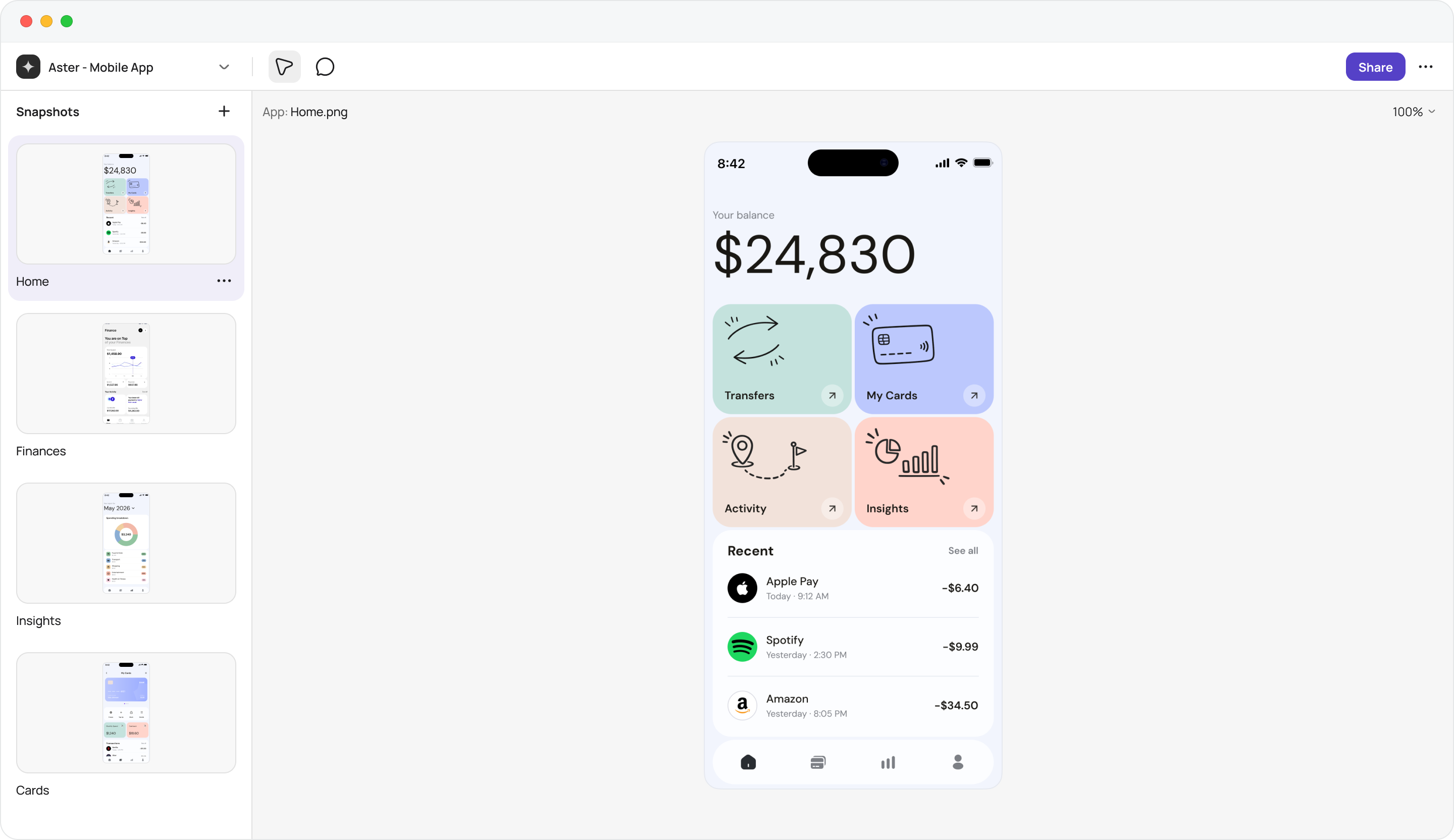 A mobile app screen under review in Zanemi, with pinned team comments